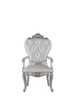 Set Of Two 25" Silver And Pearl Fabric Tufted Side Chair