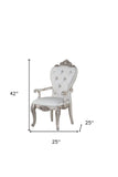 Set Of Two 25" Silver And Pearl Fabric Tufted Side Chair