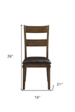 Set Of Two Dark Oak Rubberwood Ladder Back Dining Chairs