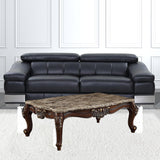 58" Brown Genuine Marble Rectangular Coffee Table