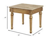 32" X 57" X 20" Marble Antique Gold Wood Coffee Table