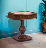 28" Brown Octagon Console Table And Drawers