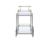 20" X 31" X 31" Silver Gold Clear Glass Metal Casters Serving Cart