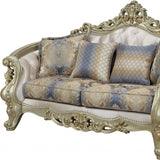 78" Gold Polyester Blend Floral Loveseat and Toss Pillows