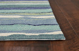 8'X10' Ocean Blue Hand Woven Uv Treated Ocean Waves Indoor Outdoor Area Rug