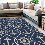 7' X 9' Uv Treated Polypropylene Navy Area Rug