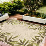 8'X10' Sand Beige Hand Hooked Uv Treated Bordered Coastal Sea Grass Indoor Outdoor Area Rug