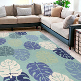 7' X 9' Uv Treated Polypropylene Turquoise Area Rug