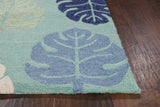 7' X 9' Uv Treated Polypropylene Turquoise Area Rug