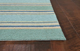 7' X 9' Uv Treated Polypropylene Turquoise Area Rug