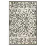 8'X10' Ivory Grey Hand Woven Uv Treated Greek Key Medallion Indoor Outdoor Area Rug