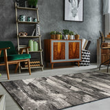 8'X11' Grey Machine Woven Abstract Indoor Area Rug