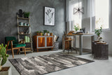 8'X11' Grey Machine Woven Abstract Indoor Area Rug