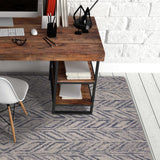 8'X10' Blue Hand Tufted Herringbone Indoor Area Rug