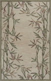 5'X8' Ivory Hand Tufted Bordered Bamboo Indoor Area Rug