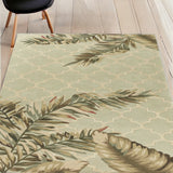 5'X8' Sage Green Hand Tufted Tropical Quatrefoil Indoor Area Rug