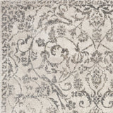 8' x 10' Ivory and Gray Floral Vines Distressed Area Rug