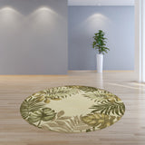 7' Round Wool Ivory Or Blue Area Rug