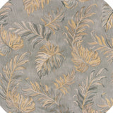 8' Grey Hand Tufted Tropical Palms Round Indoor Area Rug