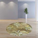 8' Grey Hand Tufted Tropical Palms Round Indoor Area Rug