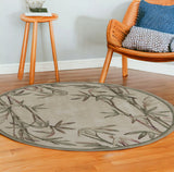 7' Round Wool Ivory Area Rug