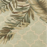 8' Ivory Round Wool Tropical Floral Hand Tufted Area Rug