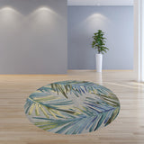 7' Round Wool Grey Or Blue Area Rug