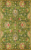 8' x 11' Green and Ivory Wool Floral Handmade Area Rug