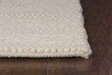 8'X10' White Ivory Hand Woven Knobby Cornish Stripe Indoor Area Rug