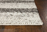 8'X10' Grey White Hand Woven Knobby Stripes Indoor Area Rug