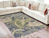 7' X 9' Wool Blue Or Green Area Rug