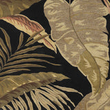 8'X11' Midnight Black Hand Tufted Tropical Leaves Indoor Area Rug