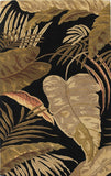 8'X11' Midnight Black Hand Tufted Tropical Leaves Indoor Area Rug