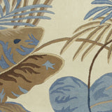 8'X11' Ivory Blue Hand Tufted Tropical Leaves Indoor Area Rug