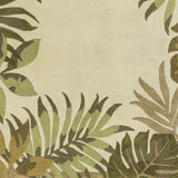 8'X11' Ivory Hand Tufted Bordered Tropical Leaves Indoor Area Rug