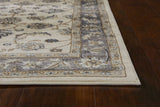 9'X12' Ivory Grey Bordered Floral Indoor Area Rug