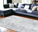 8'X10' Dew Grey Hand Loomed Abstract Brushstroke Indoor Area Rug