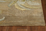 8' X 11' Wool Moss Green Palm Trees Area Rug