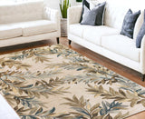 9'X12' Ivory Hand Tufted Pinnate Fronds Indoor Area Rug