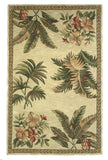 8' X 11' Wool Ivory With Laurel Border Palm Tree Area Rug