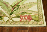 8' X 11' Wool Ivory With Laurel Border Palm Tree Area Rug