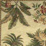 8' X 11' Wool Ivory With Laurel Border Palm Tree Area Rug