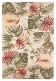 9'X12' Beige Hand Tufted Tropical Leaves Indoor Area Rug