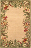 8' X 11' Wool Ivory Tropical Greenery Area Rug