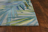 9'X12' Grey Blue Hand Tufted Tropical Palms Indoor Area Rug