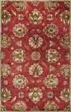 9' X 13' Red and Ivory Wool Floral Handmade Area Rug