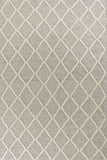 9'X13' Grey Hand Woven Diamond Pattern Indoor Area Rug