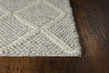 9'X13' Grey Hand Woven Diamond Pattern Indoor Area Rug