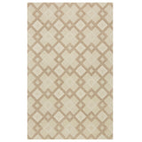 3' X 5' Ivory Geometric Diamonds Wool Area Rug