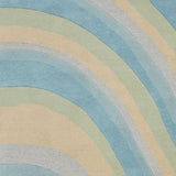 3'X5' Ocean Blue Beige Hand Tufted Abstract Waves Indoor Area Rug